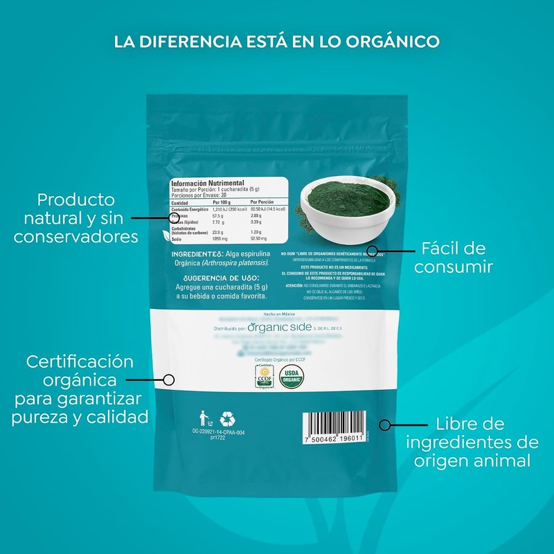 ESPIRULINA ORGANICA EN POLVO 100 GRAMOS