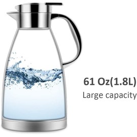 Luvan 1.8 L Thermos Flask 304 Stainless Steel Coffee Insulated Jug 12 Hours Hot and 24 Hours Cold Double-Walled Vacuum Insulated Thermos Flask Insulation Teapot for Juice Tea Coffee