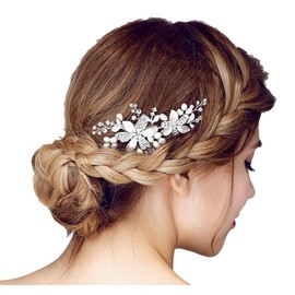 J's select Gorgeous European Style Bridal Flower Pearl Bijou Head Dress Hair Ornament for Bridal Wedding Party (M)