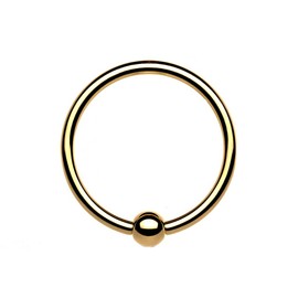 PiercedOff Titanium Gold Tone PVD Fixed Ball Bendable Cut Ring - Thickness 18GA (1mm) / Diameter 8mm / Ball Size 3mm