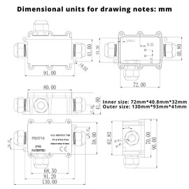 MAKERELE Waterproof Junction Box 3 Way IP68 Cable Connector Wire Range 5 to 15mm Underground Electrical Junction Box with Screw Terminal Block External Power Cord Junction Boxes