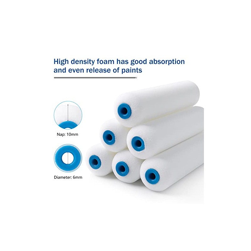 Mister Rui Paint Roller Kit, 16 Pack, 6 Inch Foam