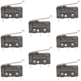 geneX Ultra Small Basic Micro Switch, Ultra Small Micro Switch, Small Hinge Lever Shape, Soldering Terminal, Rated 5A, 8 Pieces (SS-10GL)