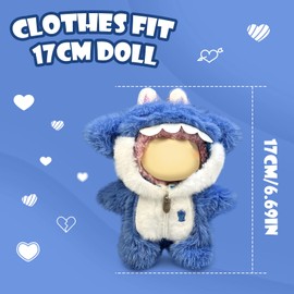 Cute Doll Clothes for 17cm/6,7 Inch Dolls,Clothes for 17cm Vinyl Plush Toys,Cute Animal Style Outfit Dolls,Kawaii Blue dress-up for Plush Toys