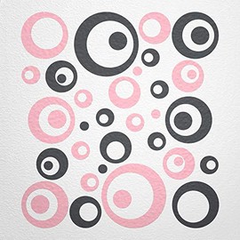 WANDfee® Wall Tattoo, Circles, Dots, 50 Stickers, Colour Choice For Children's Bedroom, Living Room, Hallway, Bathroom, Kitchen, Tile Stickers, grey