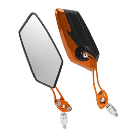 HOPESPANNER Universal Motorcycle Rear View Mirrors Adjustable Side Rearview Mirror Aluminum Alloy Plastic 1 Set Black Orange M8/M10 Polygonal Shape
