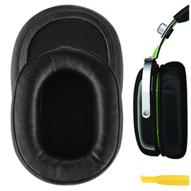 Geekria QuickFit Protein Leather Ear Pads for Razer BlackShark Stereo Gaming Headphones Replacement Ear Pads Ear Cups Repair Parts for Headset (Black)