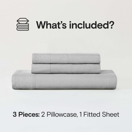 Sijo Stone Washed Organic French Linen Bed Sheet Set, GOTS Certified Organic, Best Cooling Linen Sheet Award by Sleep Foundation, 3 Piece - 2 Pillowcases and 1 Fitted Sheet (Dove, Queen)