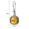 Amber Sterling Silver Dangle Square Earrings