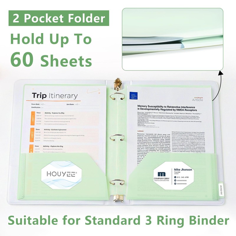 Plastic Folders with 2 Pockets 3 Hole Punched, 6 Pack,