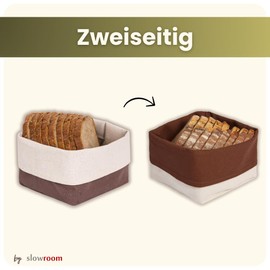 slowroom 12.5 x 12.5 x 10 cm Bread Basket, Cotton, Brown Pattern