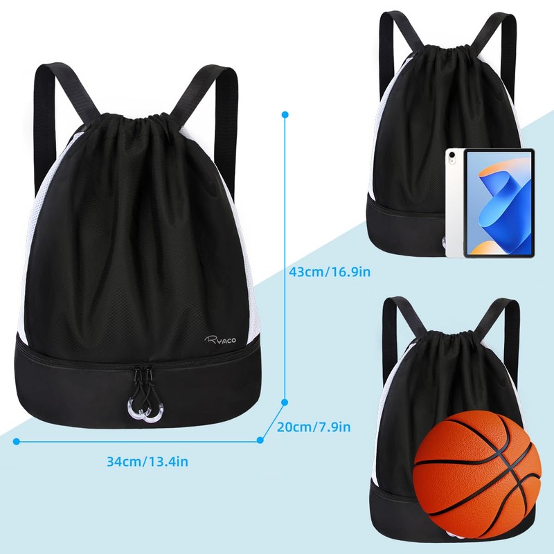 RYACO Drawstring Bags Drawstring Gym Bag Water-Resistant Sports Backpack, String