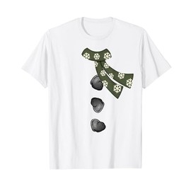 Snowman Costume Shirt Three Black Buttons on White t-shirt