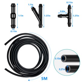 13 Pcs Car Windshield Washer Hose 5M Washer Fluid Hose with 12 Pcs Hose Connectors for Most Car Windshield Washer Tubing