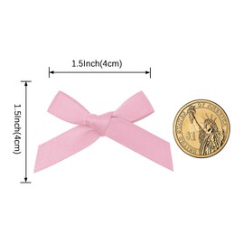 LEEQE Light Pink Satin Mini Ribbon Bow 1.5 Inch Pre-tie Mini Bows for DIY,Crafts,Gift Wrapping,Bakery,Candy Bags,Wedding,Party Decor,50 PCS