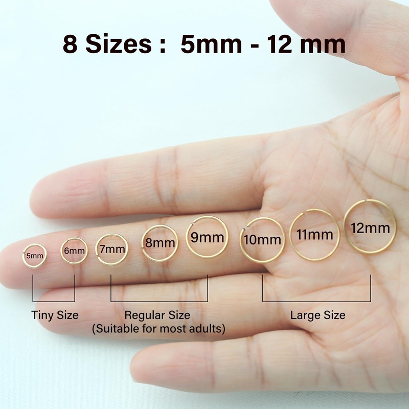 Thin Nose Rings Hoops for Women/Men,Tiny Small Gold Nose Rings