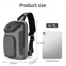 reeyee Sling Bag for Men, Anti Theft Crossbody Bag, Waterproof Shoulder Bag Mens Cross Bag for Casual Sport Travel (Gray)