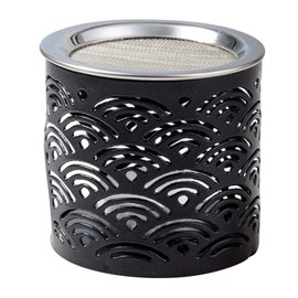 Incense Burner Made of Iron, Black, Height 6 cm, Handmade with Replaceable Stainless Steel Incense Strainer, for Smoking with a Tea Light
