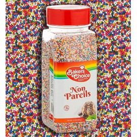 Bakers Choice Rainbow NonPareils Sprinkles, Cake Sprinkles and Toppings Non Pareil Sprinkles Gluten Free - Dairy Free - Kosher - 12 Ounce.