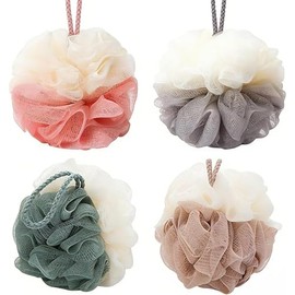 Esponja para Baño Suave, 4 Piezas Esponja de Baño para Cuerpo, Esponjas Doble Color para Adultos y Niños, Esponjabon para Ducha y Limpieza Facial