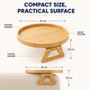 Bamboo Sofa Armrest Tray Table, Clip-On Round Couch Tray for