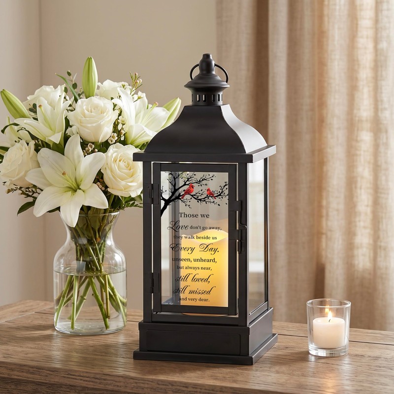 Memorial Lantern with Keepsake Drawer, Sympathy Gift for Loss of
