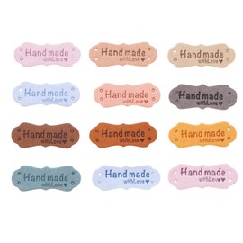 VGOL 50Pcs Handmade Leather Labels Colourful Handmade Labels Tags Art Tags DIY Embellishments Ornaments Accessories for Scrapbooking Clothing Craft Decorations