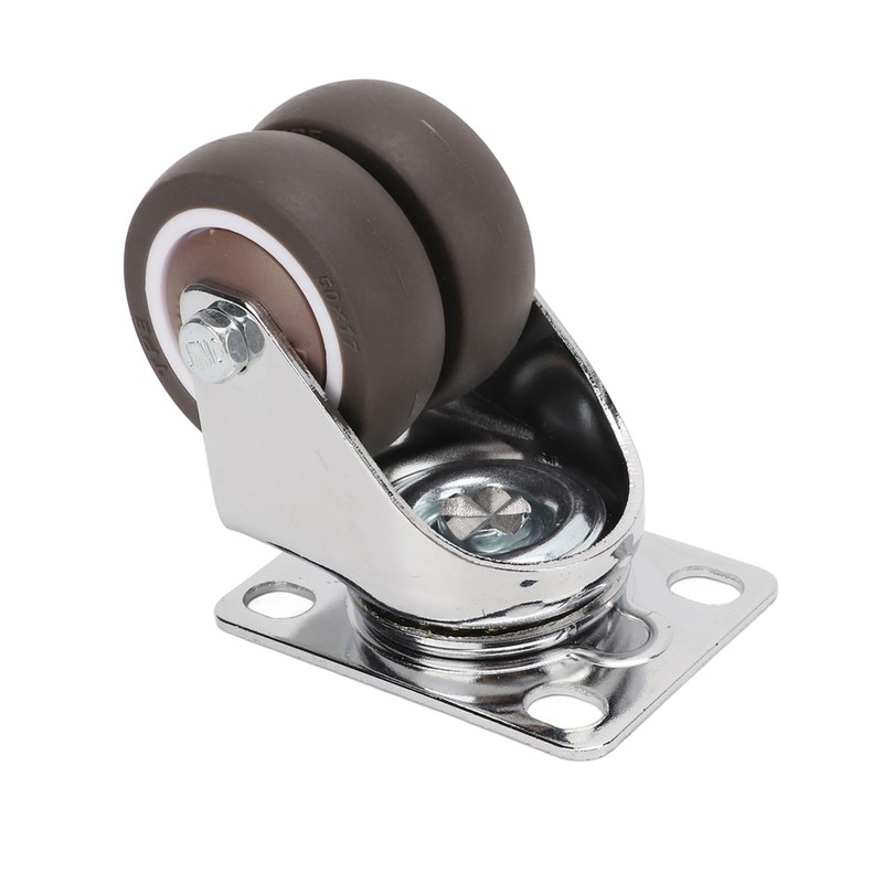 2pcs Caster Wheels Silent 360° Rotation Brake Free TPR Soft