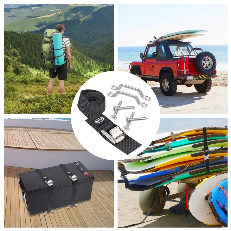 EXVITAL Battery Tie Down Strap Hold Down Kit, 1" x