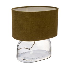 Creative Co-Op Modern Table Lamp with Glass Base and Velvet Shade, Green