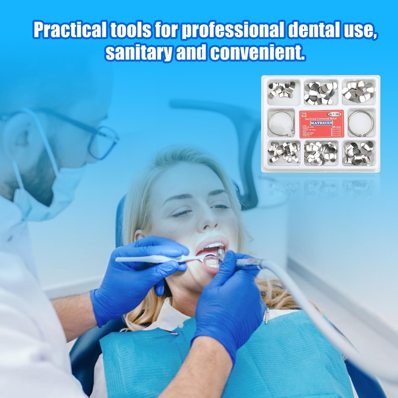 Matriz Dental con Clip de Resorte, 100 Piezas de Matriz