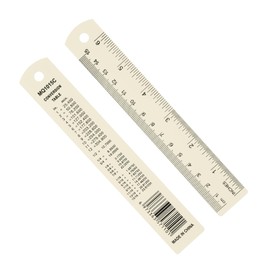 PATIKIL 15cm/6" Metal Ruler, 2 Pack Aluminum Alloy Rulers with Centimeters, Millimeters, Inches and Conversion Table Straight Edge Ruler for Writing Machinist Drafting, Beige
