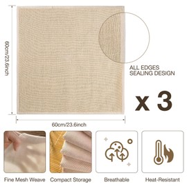 ZWQLZG 3pcs Cheese Cloth 60x60cm Muslin Cloth for Cooking Juicing Cloth with Ultra-Fine Mesh, Ideal for Cheese Making, Nut Milk, Cooking, Baking, and Versatile Kitchen Use and Decorations