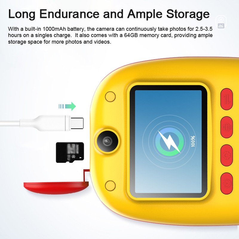 Instant Print Camera for Kids 1080P Resolution Portable Inkless Thermal