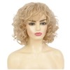 Siudus Blonde Short Curly Wig for Women with Fringe Bob
