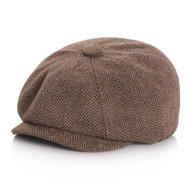Kids Vintage Newsboy Cap Beret-Cabbie-Hat-Pageboy-Caps Tweed Flat Driver Hat for Boys Girls 4-9 Years Coffee