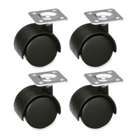 Amig - Set di 4 Ruote per Mobili - 45 mm - Portata Massima per Ruota 45 kg - Piastra in Acciaio - Realizzate in Nylon - Senza Freno - Ideali per Sedie da Ufficio o Tavoli Bassi