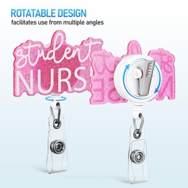 HOODANCOS 2pcs Student Nurse Badge Reel Acrylic Retractable Badge Holder ID Name Tag Badge Clips for Nurses Nursing Teacher Office Work Business Women