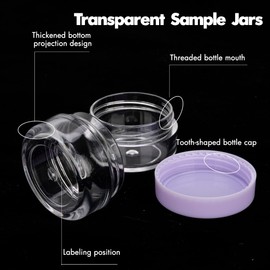 100 Mini Sample Jars with Lids - 3 Gram Capacity, Makeup Travel Containers with Labels, Includes Disposable Spatulas