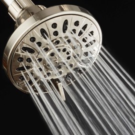 AquaDance BRUSHED NICKEL High Pressure 6-Setting 4" Shower Head – Angle Adjustable, Anti-Clog Showerhead Jets, Tool-Free Installation - USA Standard Certified - Top U.S. Brand