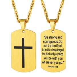 Richsteel Gold Cross Necklace for Men Boys Dog Tag Necklaces Christian Jewellery
