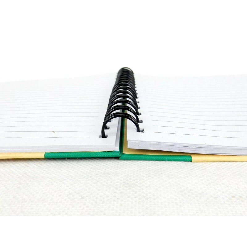 Sweda Recycled Notebook & Pen Set, Green & Beighe, Wire