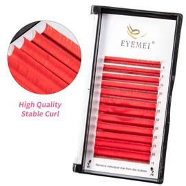 Colored Lash Extensions Easy Fan Volume Lashes 0.07 D Curl 8-15mm Matte Rapid Volume Eyelash Extensions Rapid Blooming Flower Self Fanning Volume Lash Extensions (Red 0.07-D, 8-15mm)