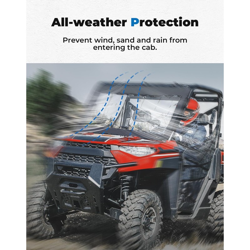 KEMIMOTO Soft Front Windshield, PVC Waterproof Panel Compatible with Polaris
