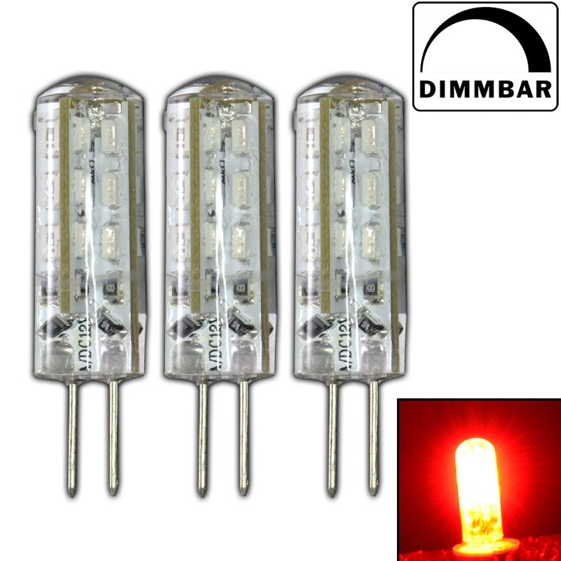 PB-Versand 3x G4 LED 1.5 Watt Dimmable Lamp Red/Red Light