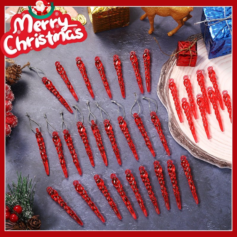 Vercraft 36 Pcs Christmas Tree Icicle Ornaments 2.36 Inches Mini