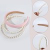 CABODYALS 3PCS 3 Styles Pink Pearl Hair Band Non Slip