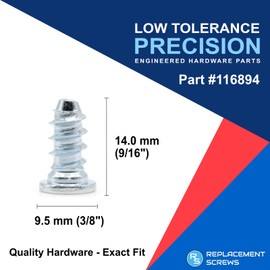 ReplacementScrews Bed Frame Rail Screws Compatible with IKEA Part 116894 (HEMNES, BRIMNES, etc) Euro Screws (Pack of 5)