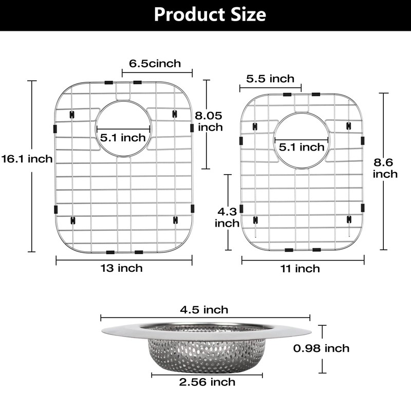 2Pack 304 Stainless Steel Sink Protector for Double Kitchen Sink