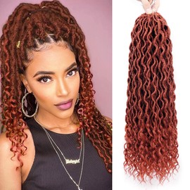 Goddess Locs Crochet Hair - 6 Packs 20 Inch Curly Faux Locs Crochet Hair for Black Women, Pre Looped Crochet Curly Hair Soft Faux Locs Synthetic Braids Hair Extensions (20 Inch, 350#)